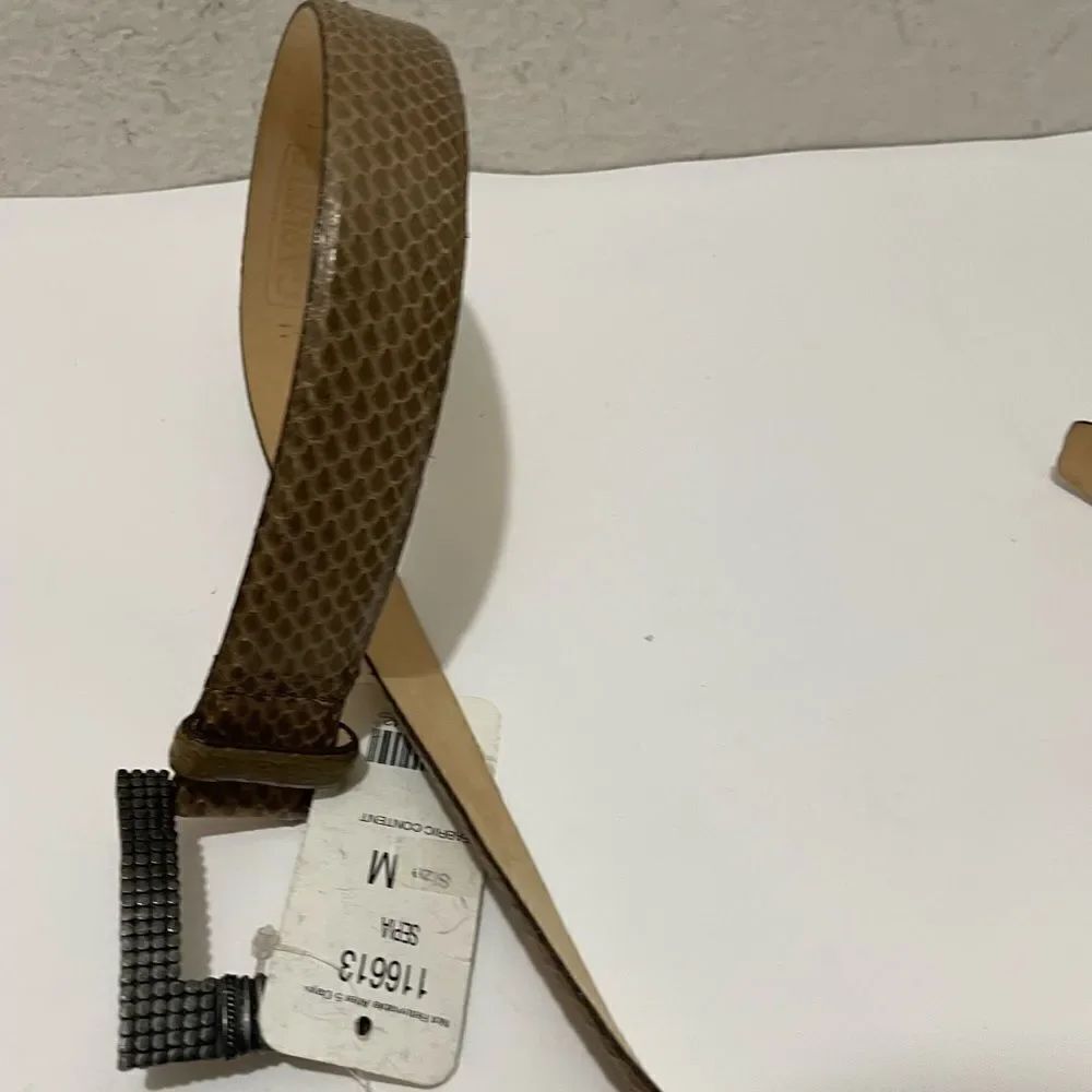 New Carlisle belt snake skin  beige leather buckle jeweled